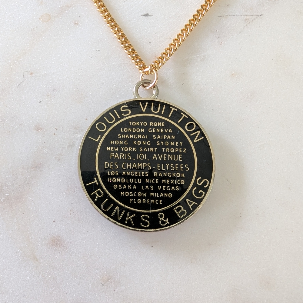 Louis Vuitton Black and Gold Pendant Necklace